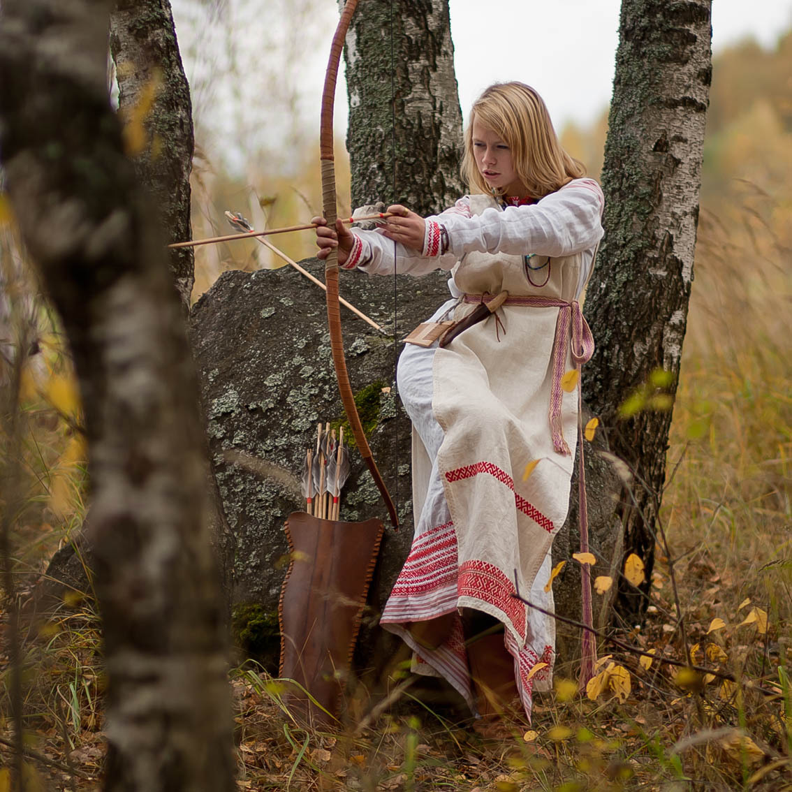 Sexy photo Girls in Slavic costumes in Ankan
